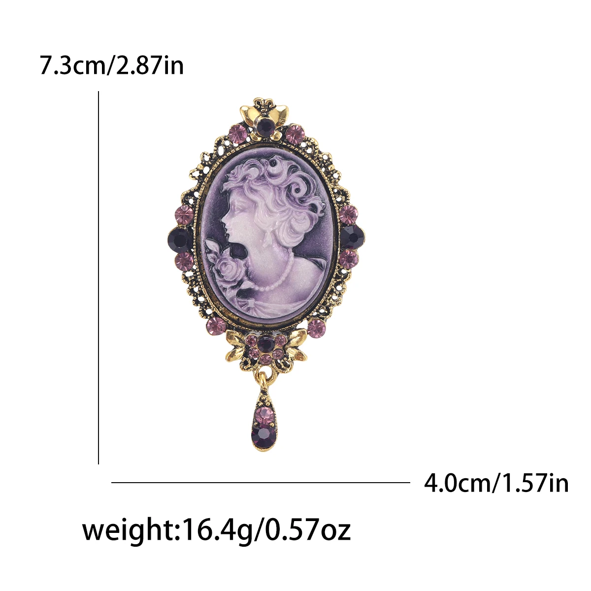 Beaut&Berry Vintage Victorian Cameo Brooches for Women Unisex Beauty Head Pins Friends Party Gifts Banquet Jewellery Accessories