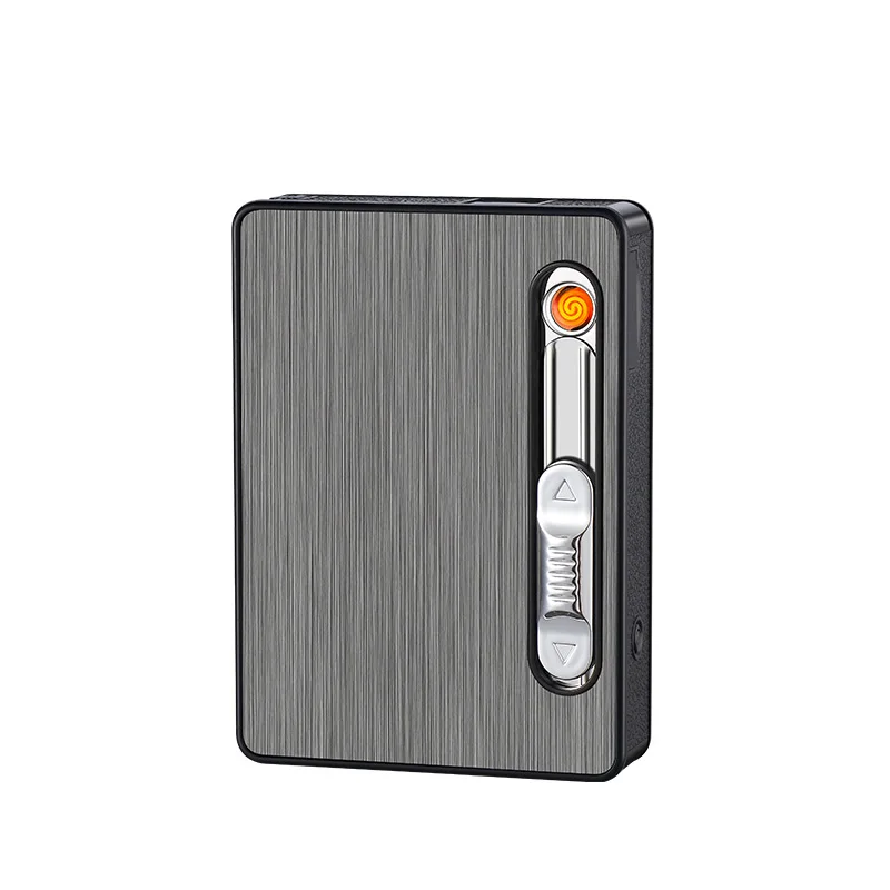 USB Rechargeable Lighter 10 Pack Cigarette Case Windproof Lighter 3-in-1 Multifunctional Rechargeable Cigarette Case