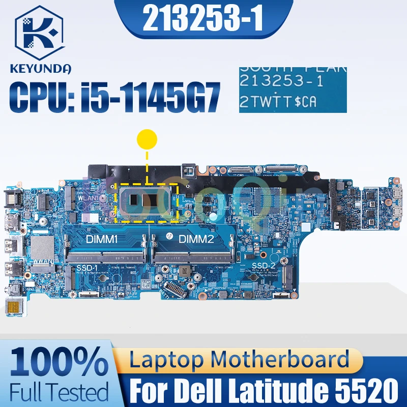 

213253-1 For Dell Latitude 5520 Notebook Mainboard i5-1145G7 0MKYVR 0RW8NK Laptop Motherboard Full Tested