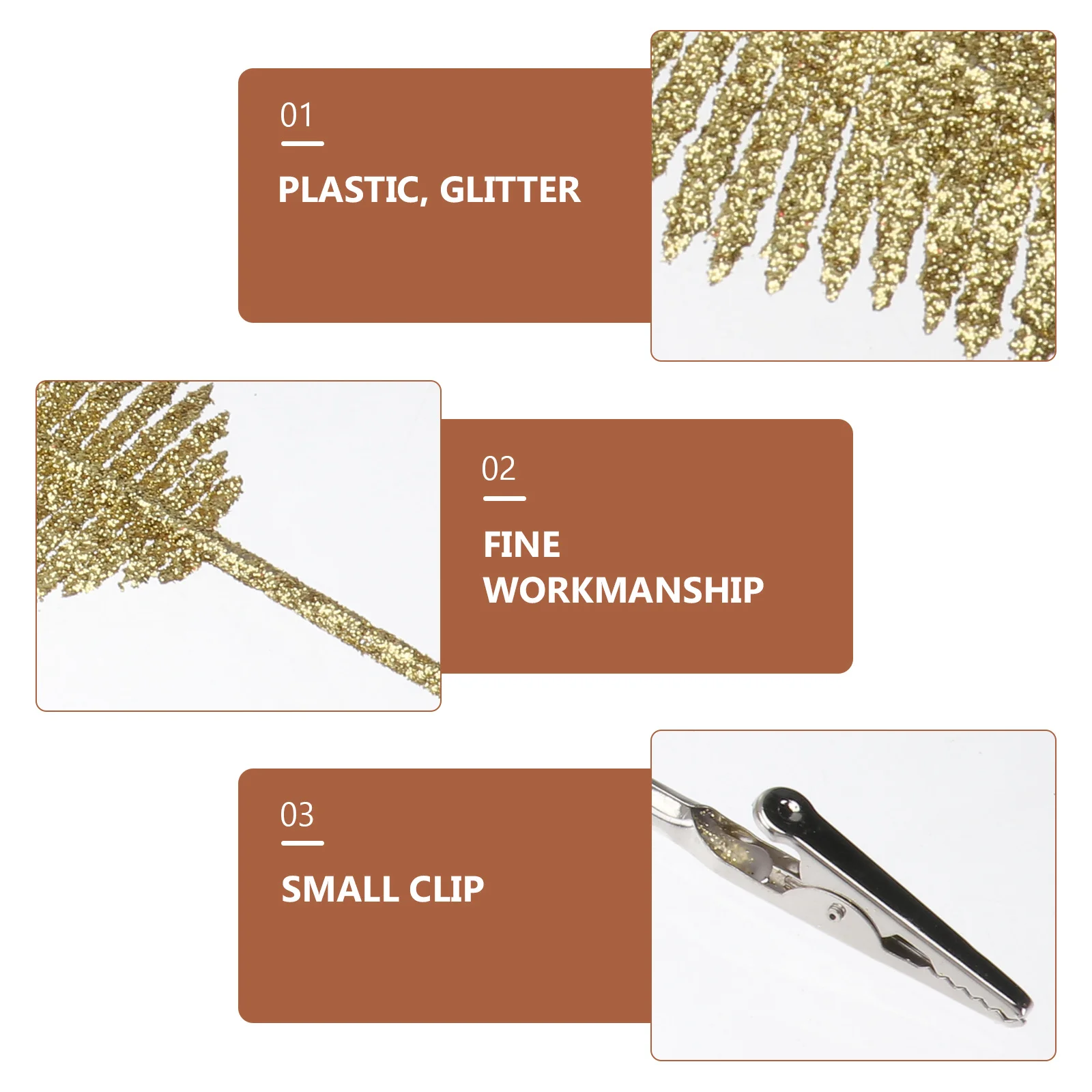 

4Pcs Simulation Christmas Glitter Leaves Artificial Leaf Clips Xmas Glitter Leaves for Christmas Trees DIY Wreath Garland