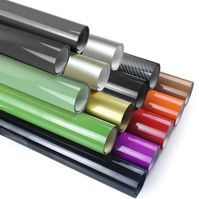 Hoogste kwaliteit glanzend zwart vinyl wrap film glanzend zwart wrapping film helder zwart vinyl wrap 8.5mil kleur Ppf