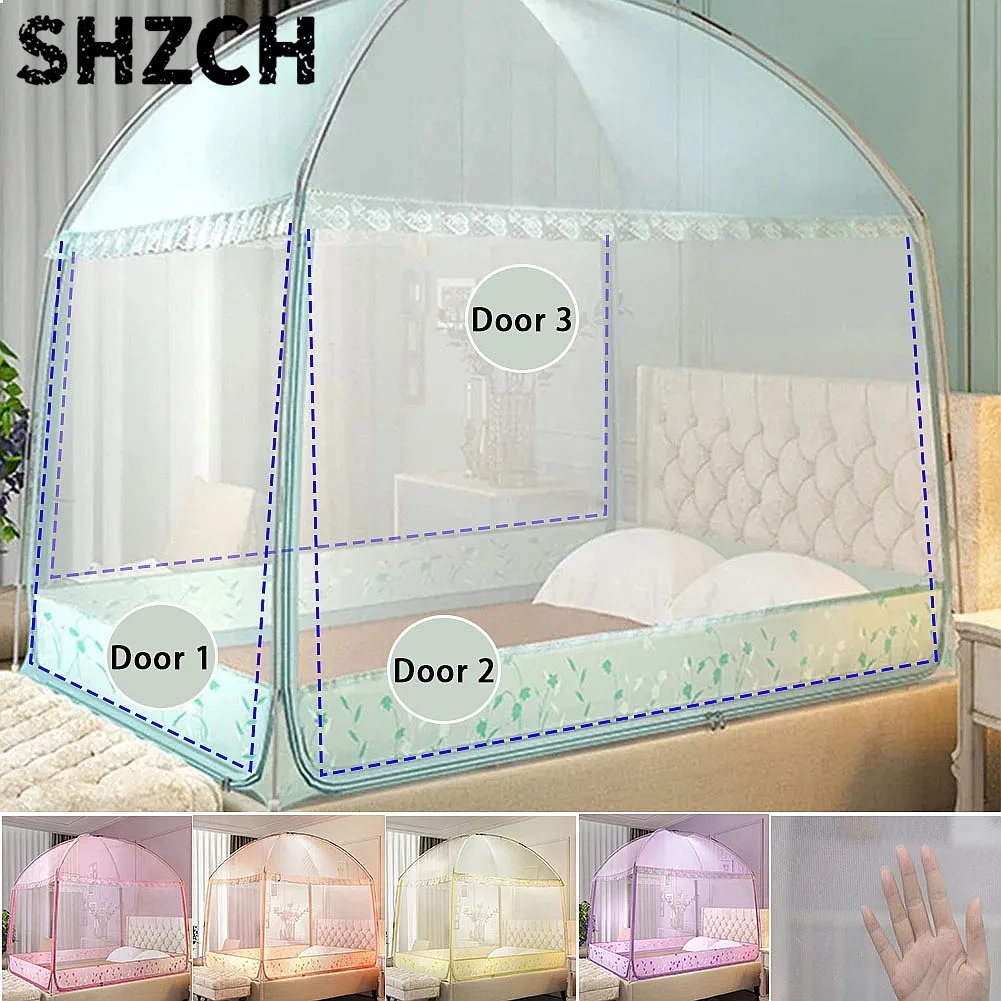 Mosquito Net with 3 Doors Foldable Portable Frame Tent for Home Bedroom Camping