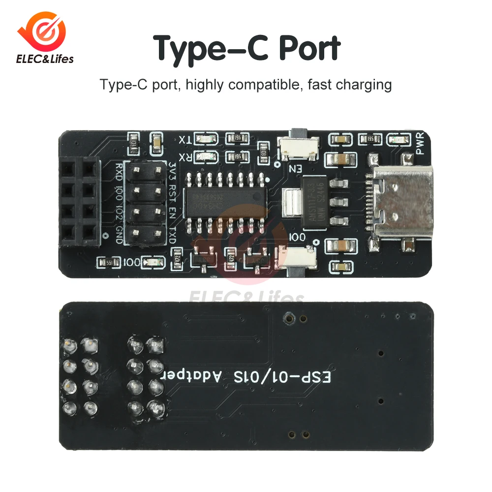 ESP-01/01S Wireless Adapter Board CH340 Type-C USB to TTL Converter Module Automatic Download Function for ESP8266 Serial WIFI