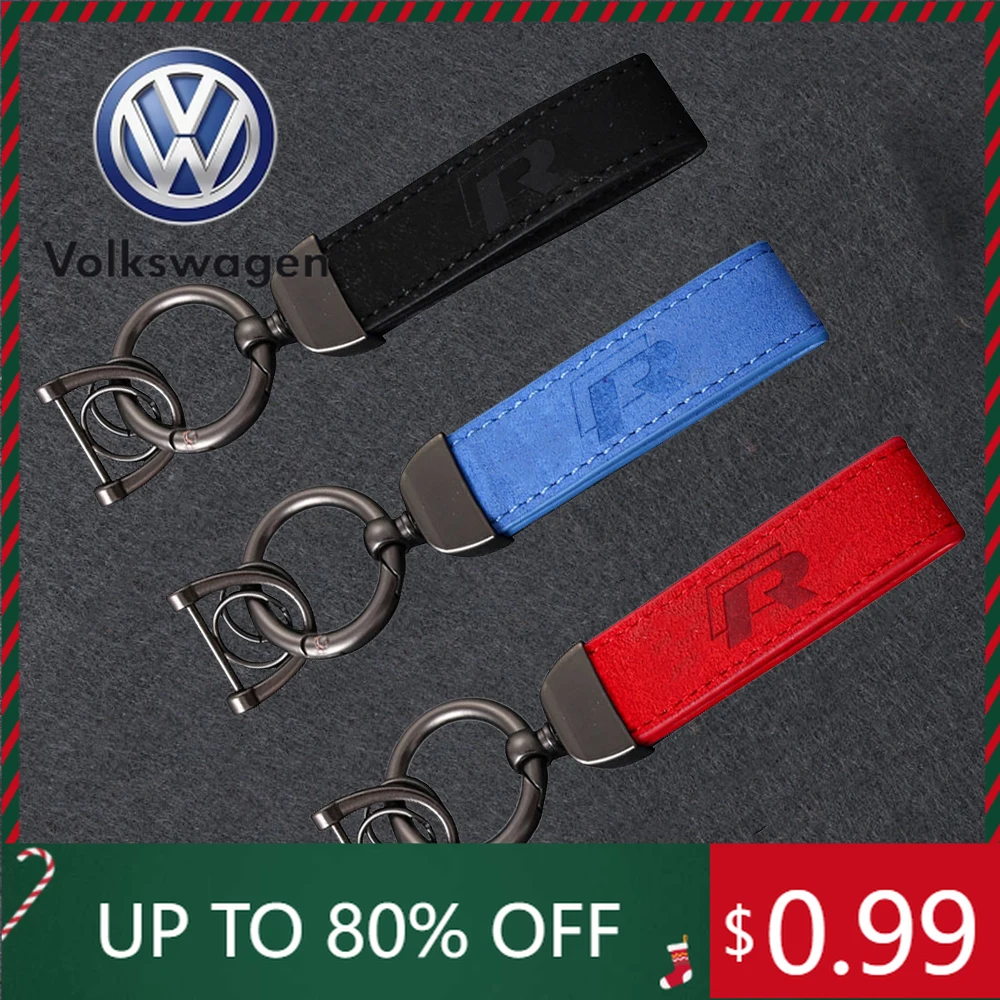 

2026 Hot For VOLKSWAGEN VW Suede Car Key Chains Holder Key Ring for Volkswagen Rline GTI Passat Touareg Tiguan Golf Bora Jetta M