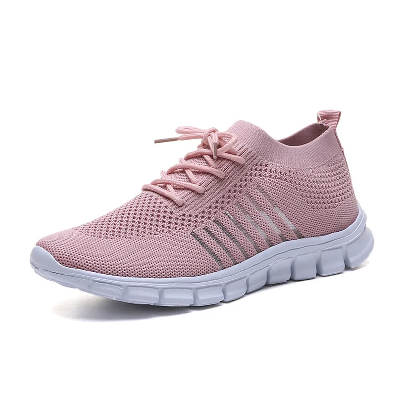 Shallow mouth thick bottom spring and autumn new women's shoes breathable flying fabric soft sole comfortable sports casual shoe