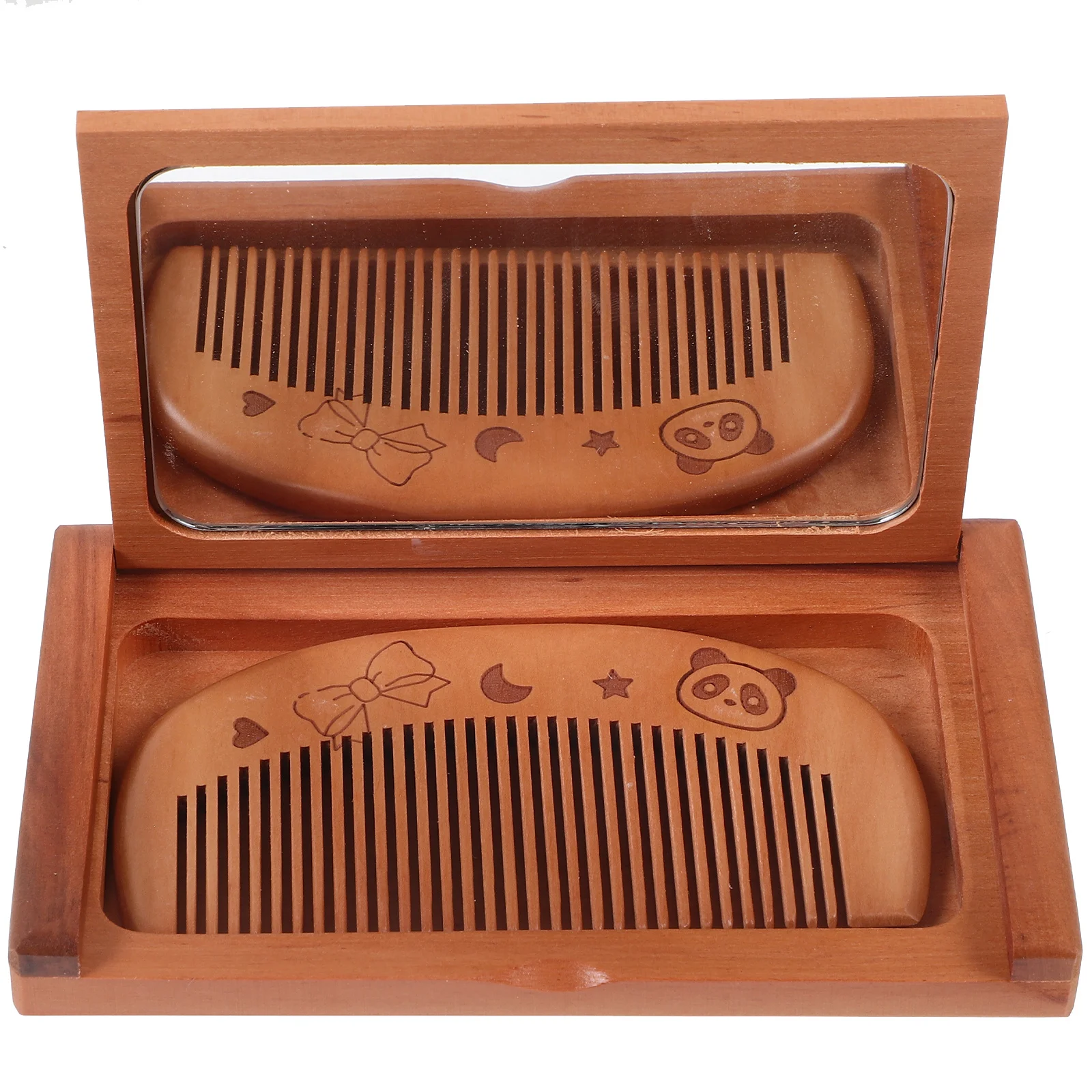 

Портативное маленькое зеркало с расческой, складное деревянное зеркало для женщин и девочек, универсальный инструмент для макияжа с прозрачным отражением