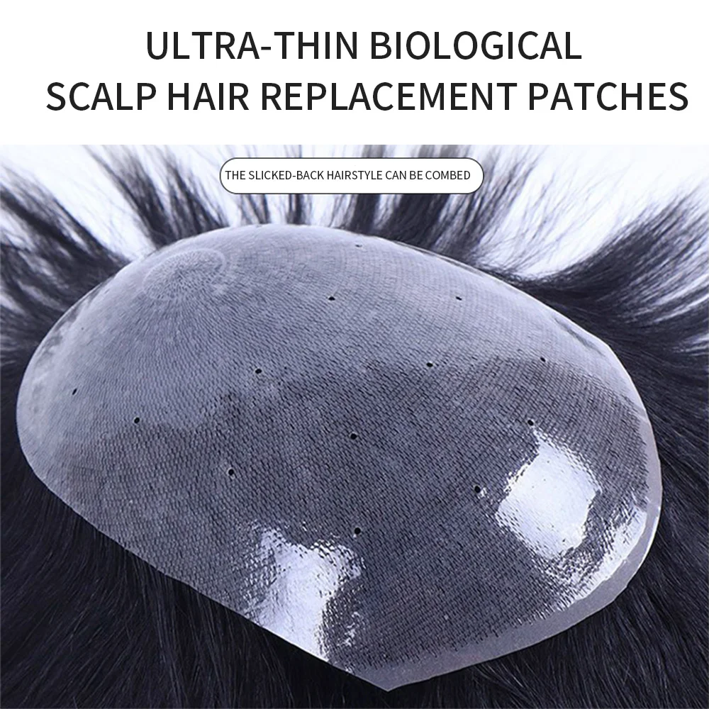 Men’s wigs made of real hair and invisible Entirely made of silicone, smooth finish