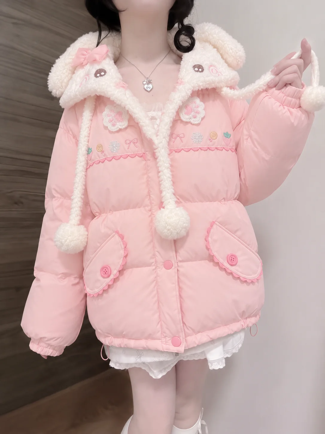 Japanese Kawaii Women Y2K Vintage Hooded Leather Coat Harajuku Printed Jacket Korean Fashion Subculture Sweatshirt Outerwear Top