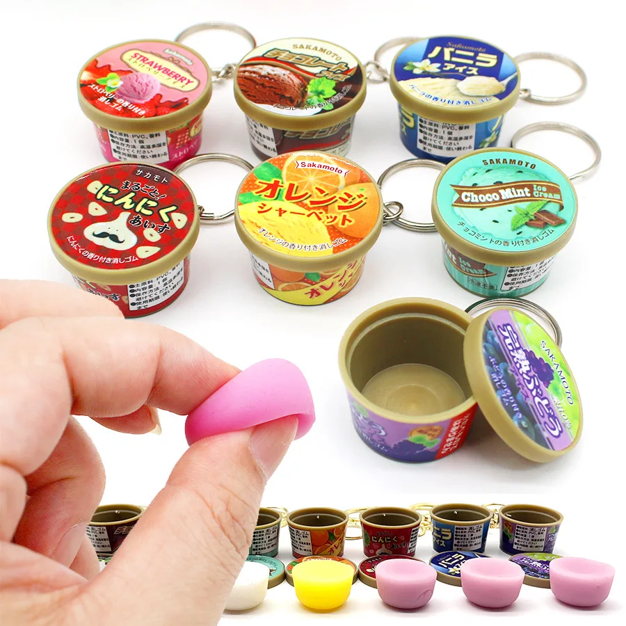 Cartoon Cute Simulation Ice Cream Cone Slow Rebound Pinch Music Fidget Toy Creative Multiple Flavors Pudding Keychain Pendant