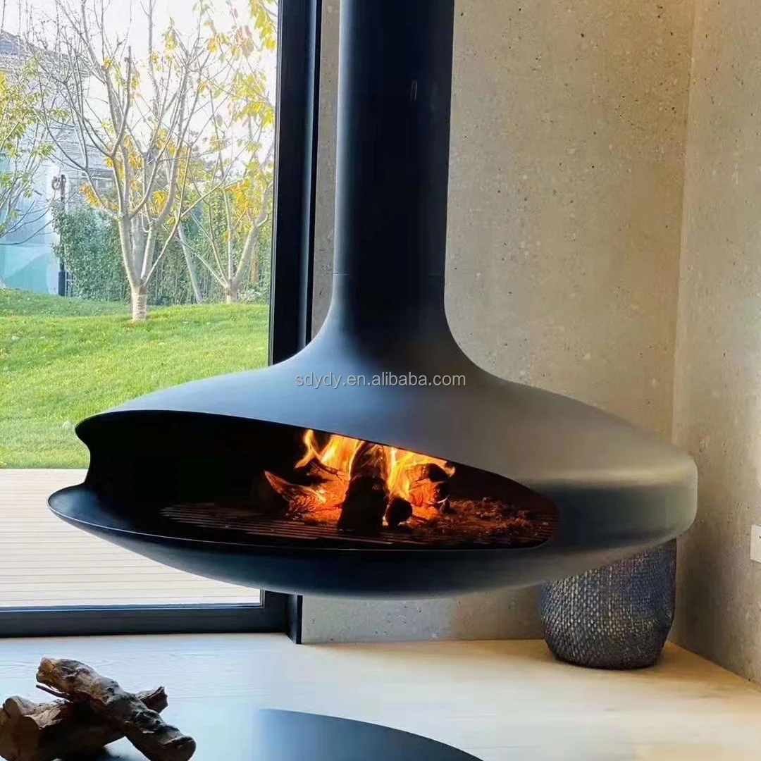 Picture 6: High-quality modern design ironwood combustion stove, multi-fuel hanging fireplace, villa freestanding wood pellets