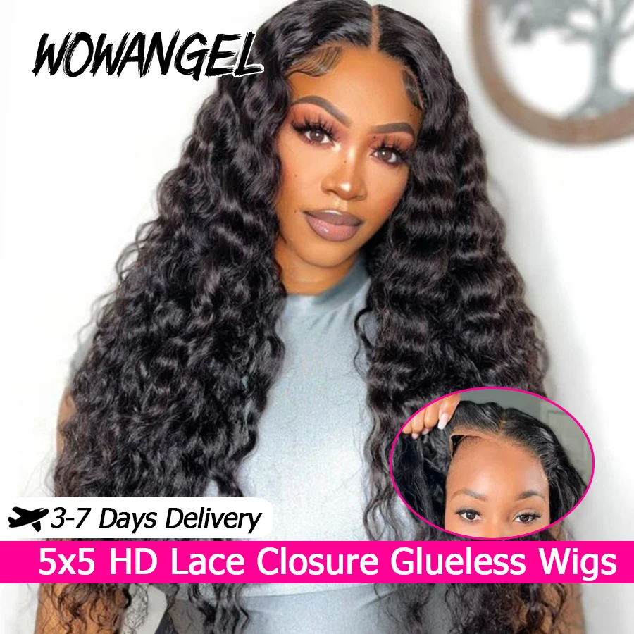 WOWANGEL Burmese Curly 5x5 HD Lace Closure Wig 250% Preplucked Glueless Wigs Human Hair Wig Ready To Wear Burmese Wave For Women