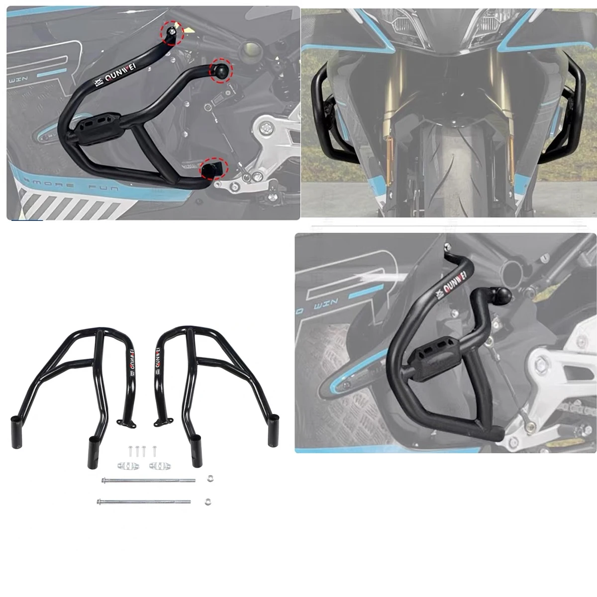 

Motorcycle split bumper high-quality carbon steel frame engine bumper Fit For CFMOTO 450NK 450SR 450SRS