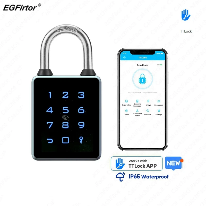 TTLock Password Bluetooth Padlock Touch Screen RFID IC Card Key Home Security Waterproof Cabinet Electronic Bag Luggage Padlock