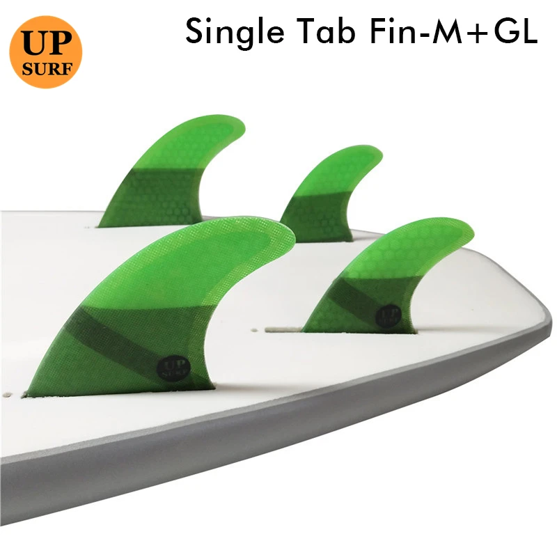 Sup board upsuf abas únicas fin m + gl quad fin conjunto cor verde prancha de surf fibra de vidro favo de mel boa aderência surf fin sup acessórios