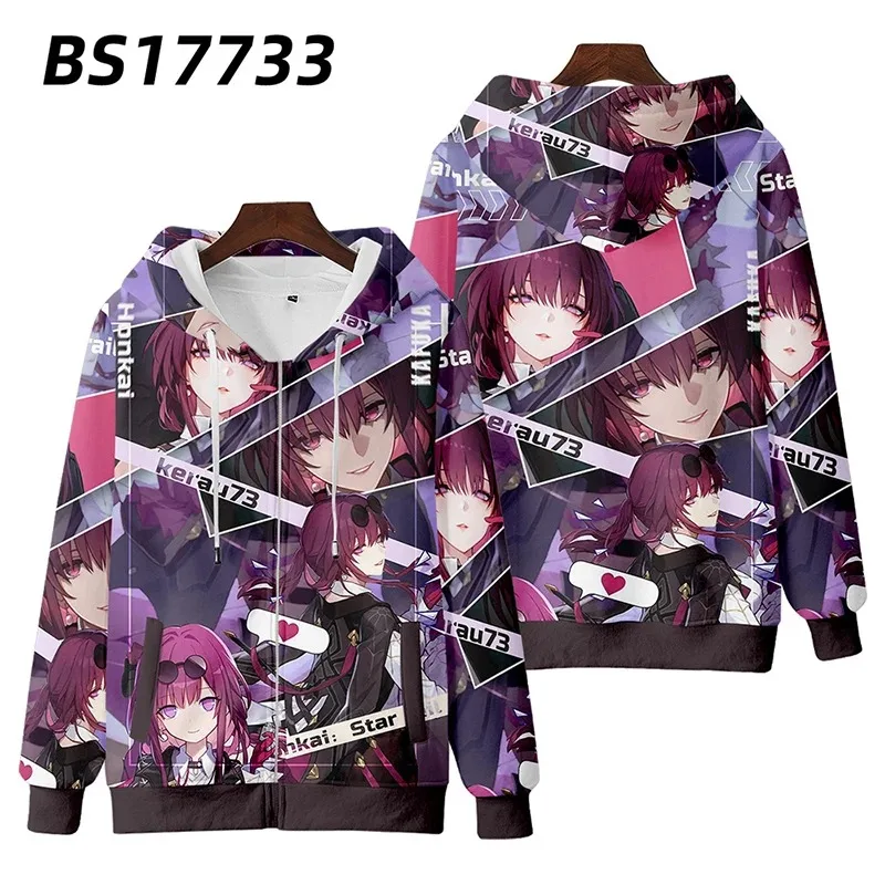 Sudadera con capucha con cremallera y estampado 3D de Anime Honkai Star Rail para mujer y hombre, ropa de calle, Hip Hop, Kafka, Cosplay, chaqueta