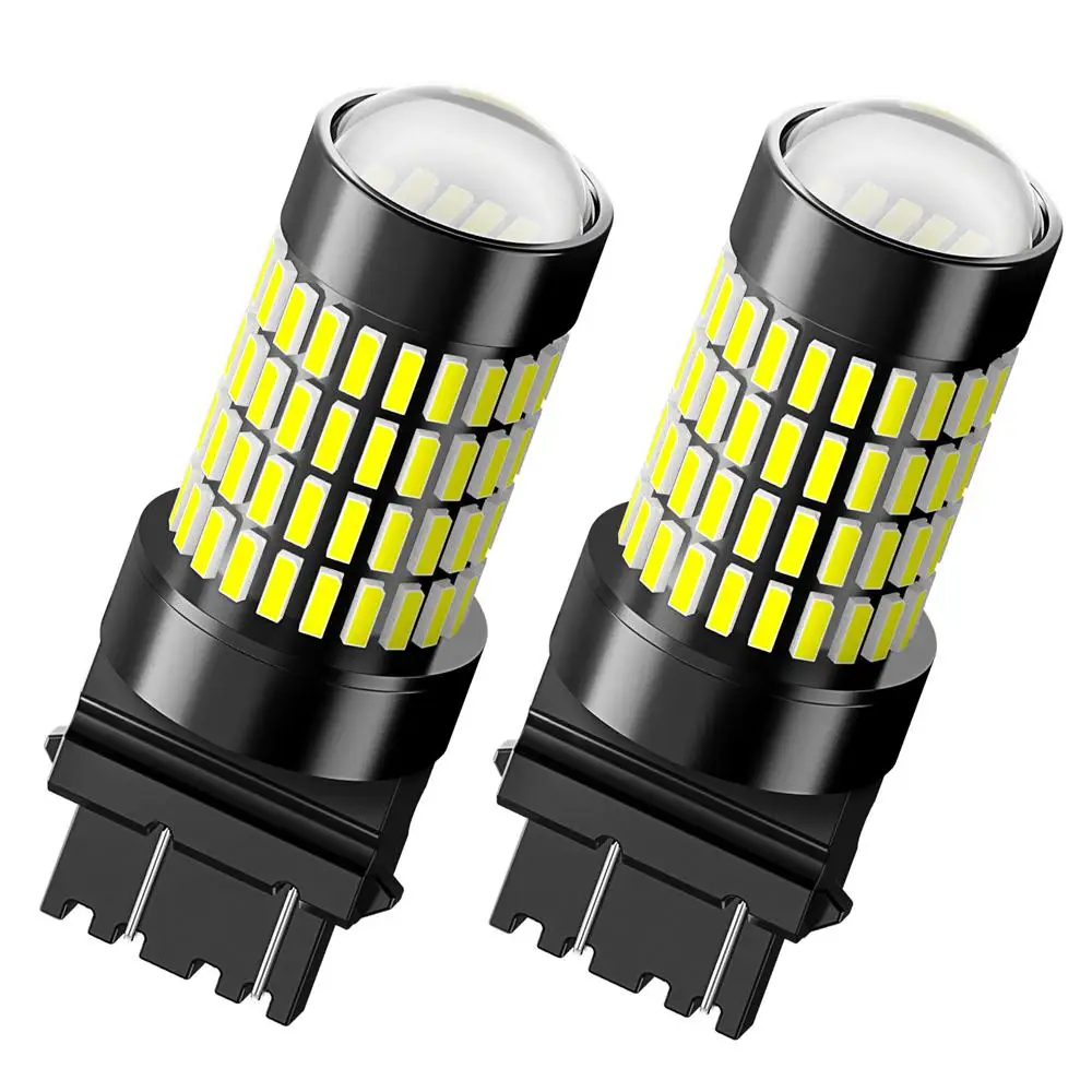 

AUXITO 2x 3157 3156 3057 4157 LED Reverse Light 102SMD With HD Projector T25 P27/7W LED DRL Driving Lamp 6000K White Red Yellow