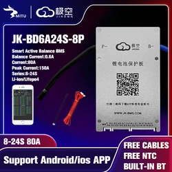 Jk Bms BD6A24S8P 8S 24S 80A 150A 14S 16S 17S 20S Smart Bluetooth Active Balance 24V 36V 48V 60V 72V Lifepo4 Li-Ion Lto Battery