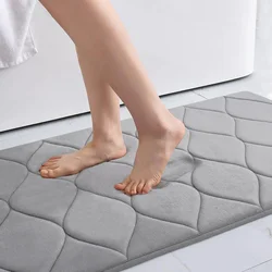 2024 New Bathroom Mats Long Carpet Sponge Flannel Coral Velvet Carpet Bathroom Absorbent Floor Rugs Bathroom Non-slip Foot Mats