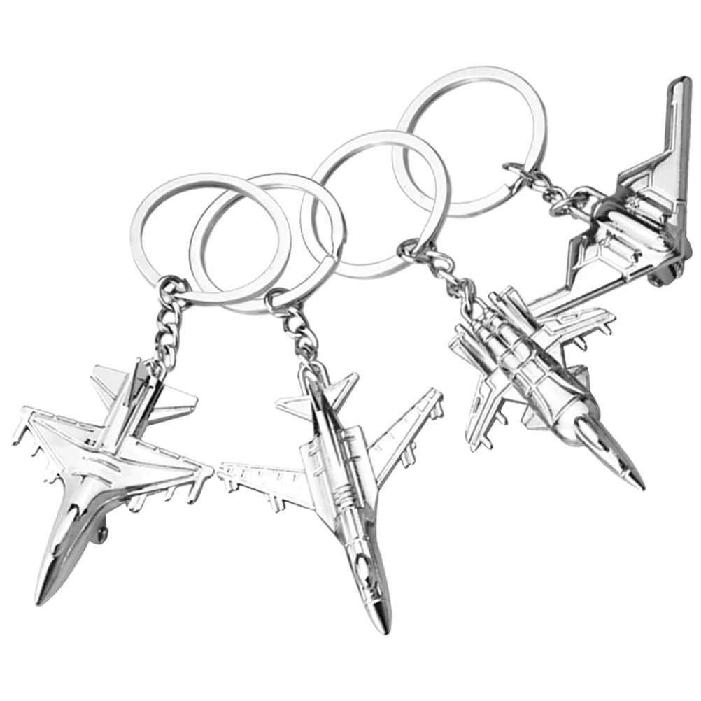 4 Pcs Airplane Keychain Practical Rings Gift Basket Fillers Alloy House Decoration