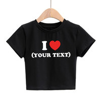 Diy Your Text Couple Design Print Pattern Customize Summer Short Sleeve O Neck Cropped Navel Women Crop Tops Fashion T-Shirt