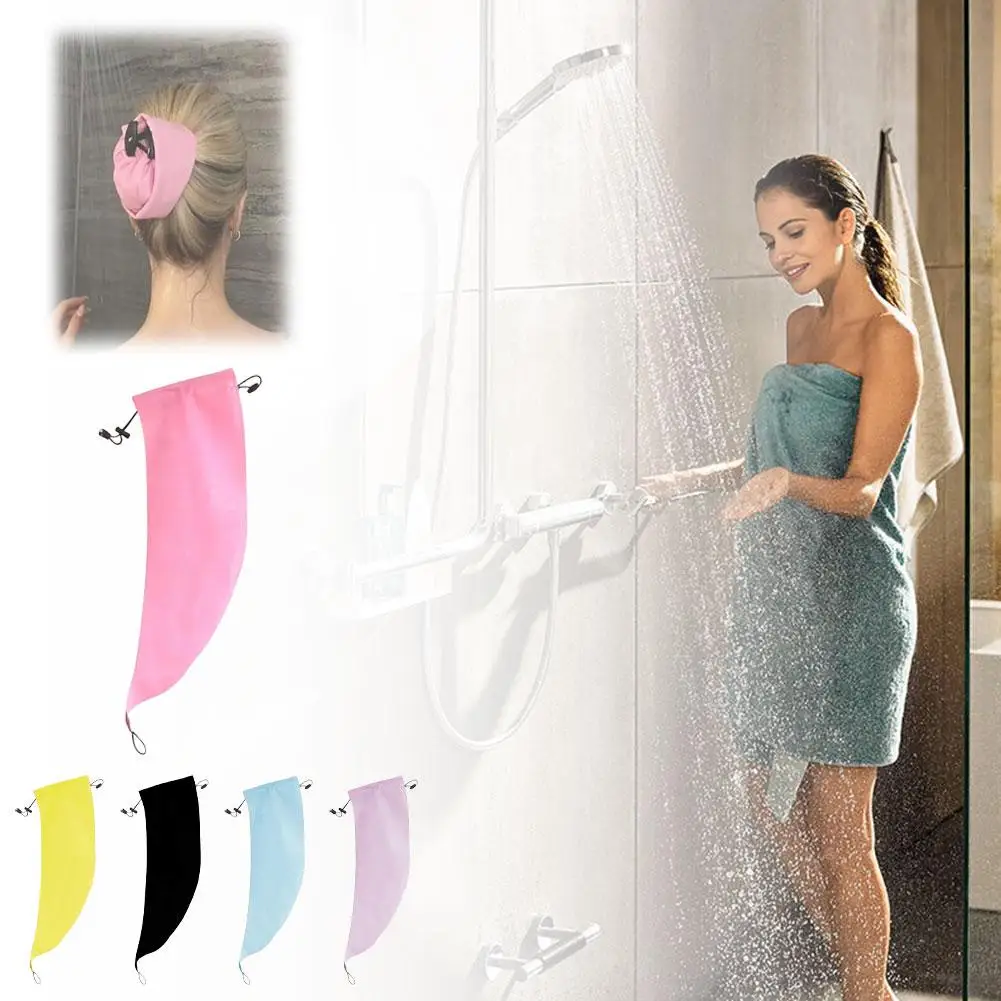 قبعة استحمام نسائية بتصميم ذيل حصان مقاومة للماء ومضادة للترطيب، قبعة ليلية مجعدة، واقي ذيل الشعر، غسول الجذر فقط