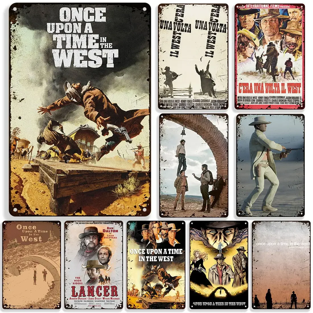 Once Upon a Time in the West Movie Metal Poster Bar Home Metal Plate Cafe Metal Signs Industrial Decor Plaque Wall Plate