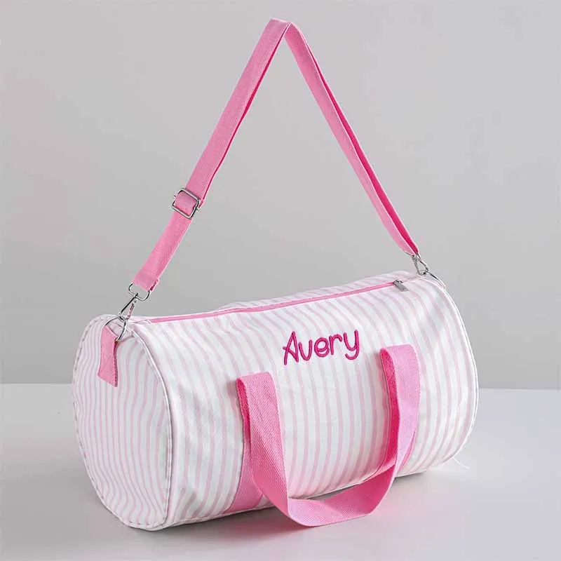 Personalized baby duffel bag, monogram seersucker travel bag, kids dance bag, toddler diaper bag, kids gifts, weekend bag