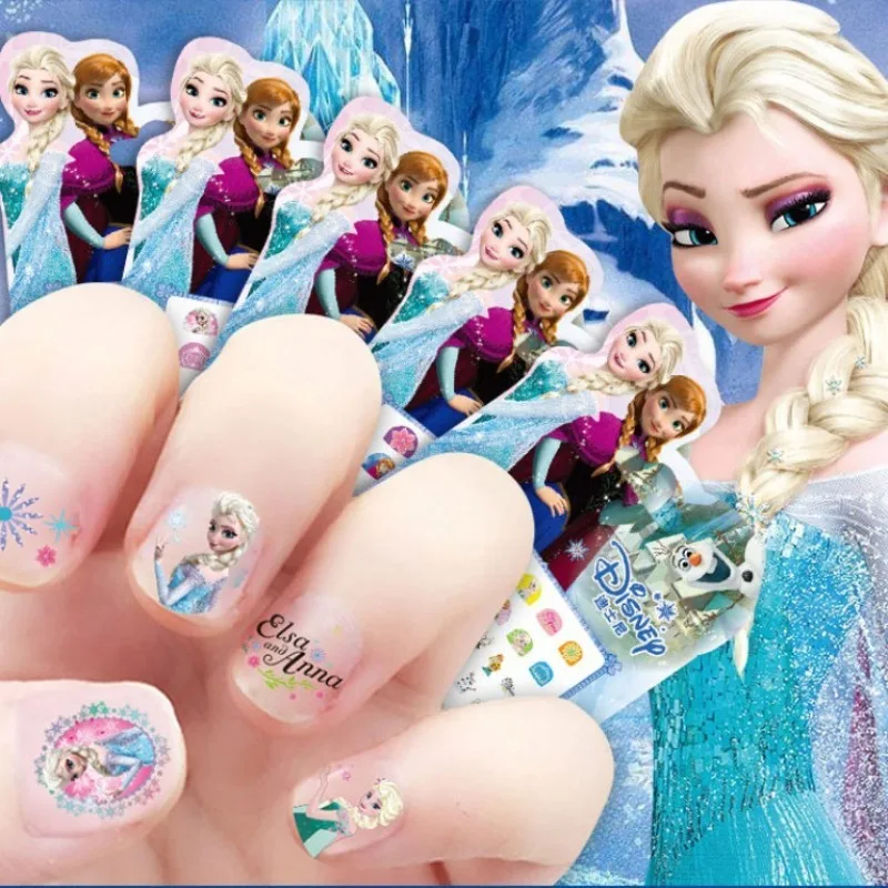 Disney Snow White Nail Stickers para crianças, princesa Sophia, Mickey, Minnie, meninas Frozen, Elsa, Anna, Mermaid Brinquedos, maquiagem, presentes de aniversário