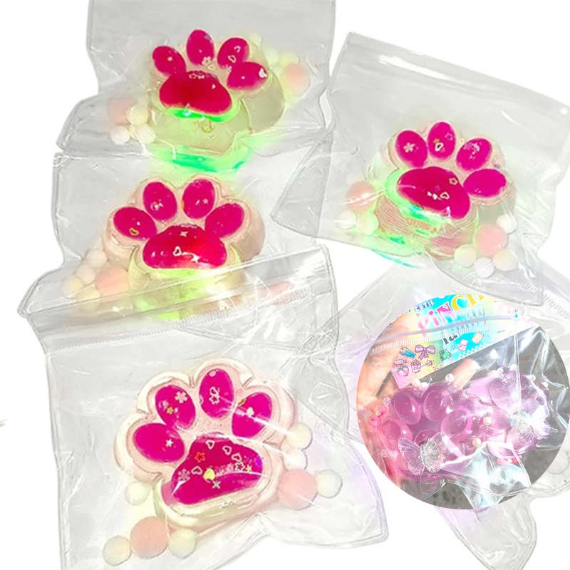 Cute Glowing Cat Paw Slow Rebound Toy TPR Funny Cat Claw Pinch Decompression Toys Lovely Cartoon Squeeze Relieve Stress Toy