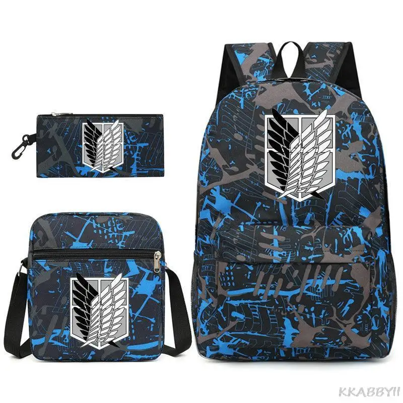 Attack on Titan Anime School Bag for Girls Boys Children Back To School Backpack Shoulder Bag Pencil Case Set Students Schoolbag