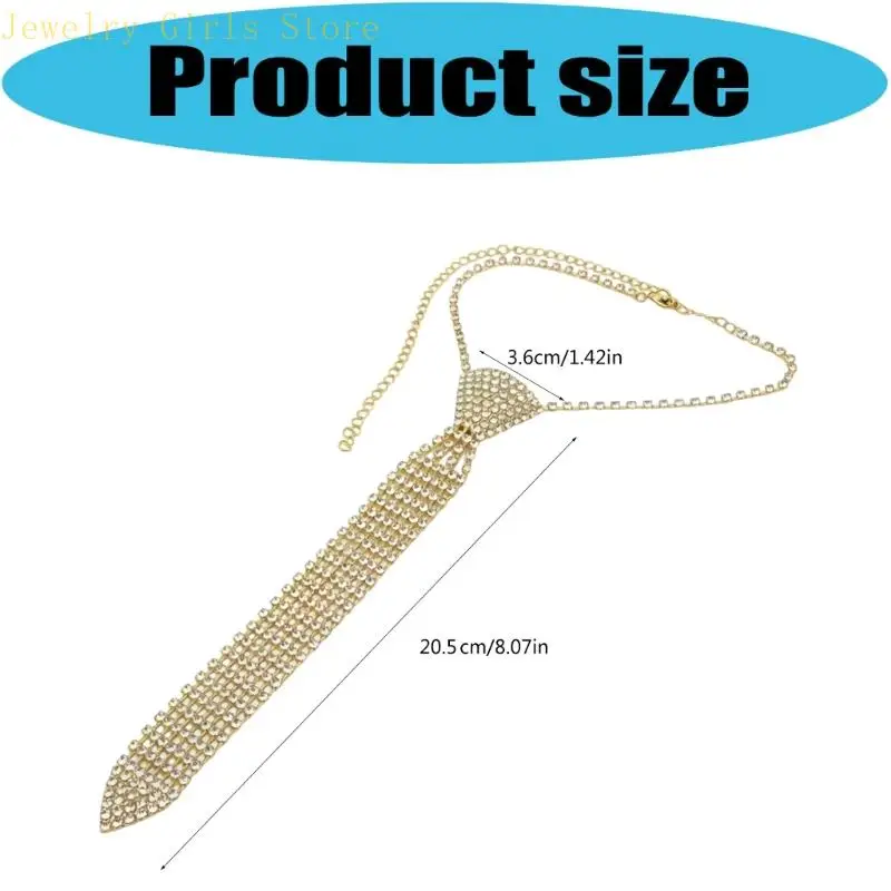 Stylish Rhinestones Tie Long Necklace Fashion Accessory For Parties Weddings And Formal Occasion Dressingup Neckpiece - Image 6
