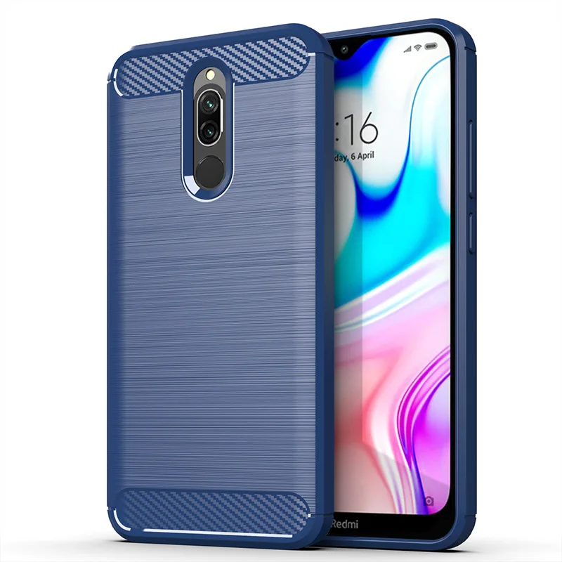 Carbon Fiber Case For Xiaomi Redmi 8 Shockproof Silicone Phone Cover for xaomi redmi8 Full Protection Soft TPU Case Coque Fundas