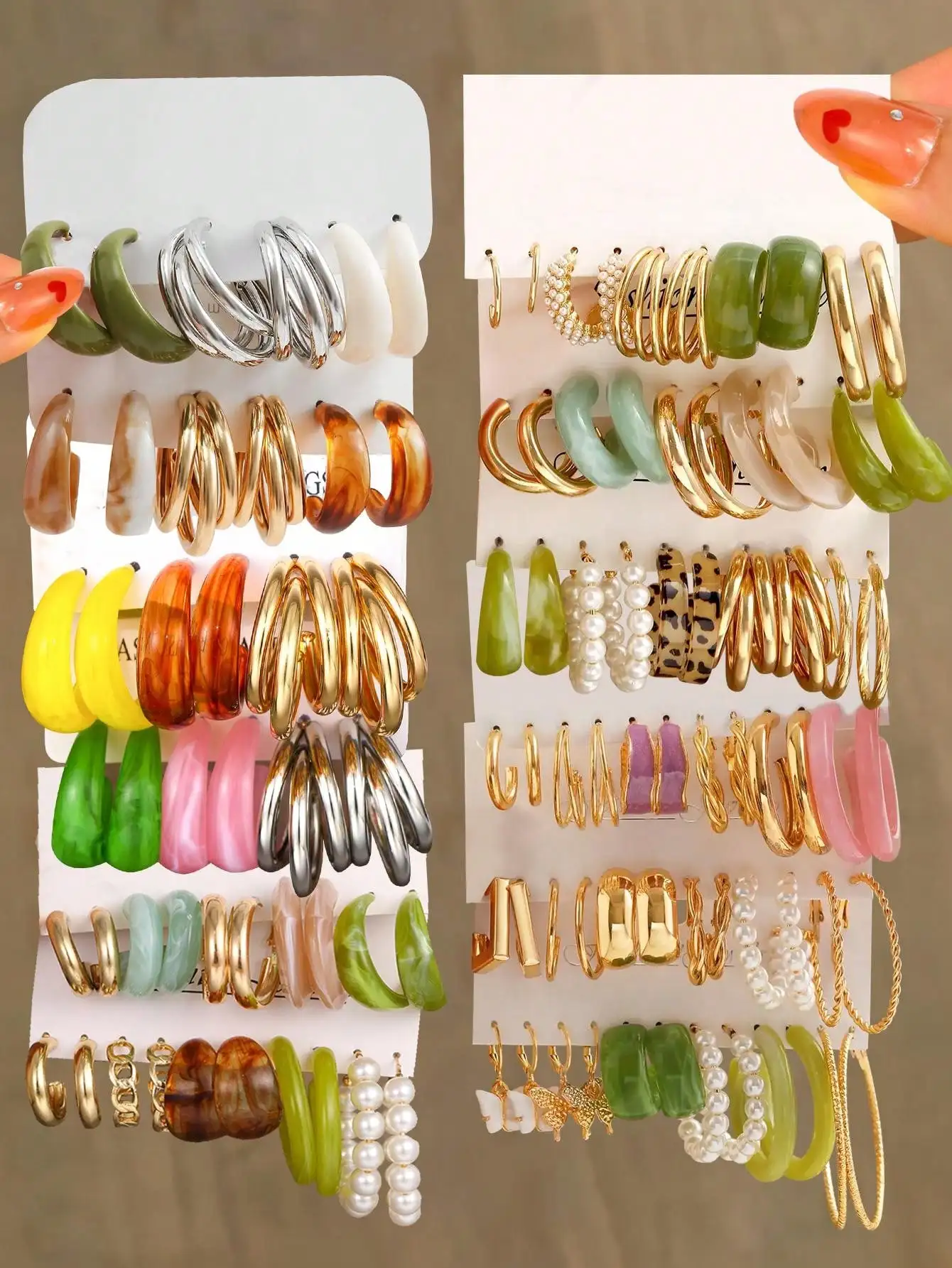 30pcs/36pcs/20pcs/12pcsSet Colorful Resin Earring Set For Ladies, Dating And Holiday Gift