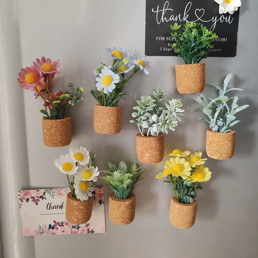 4pc Personalized Simulation Green Plant Mini  Refrigerator Magnets Creative Fridge Blackboard Whiteboard Photo Message Magnets