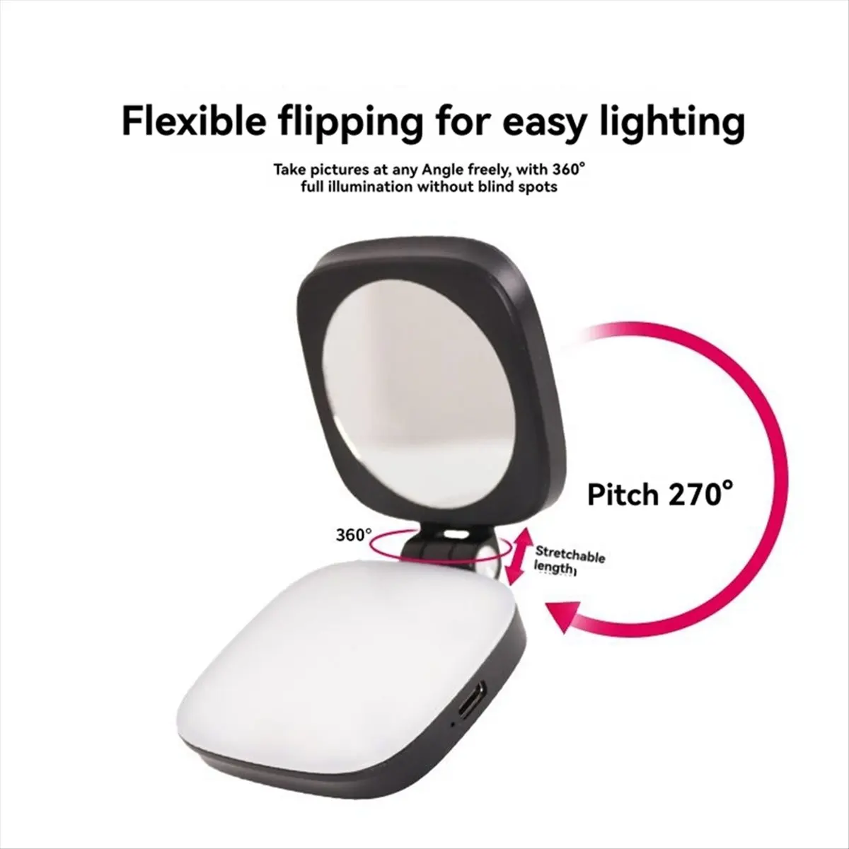 

Selfie Ring Light with Mirror Portable Magnetic LED Video Photography Light Rechargeable for Smartphones Tablets