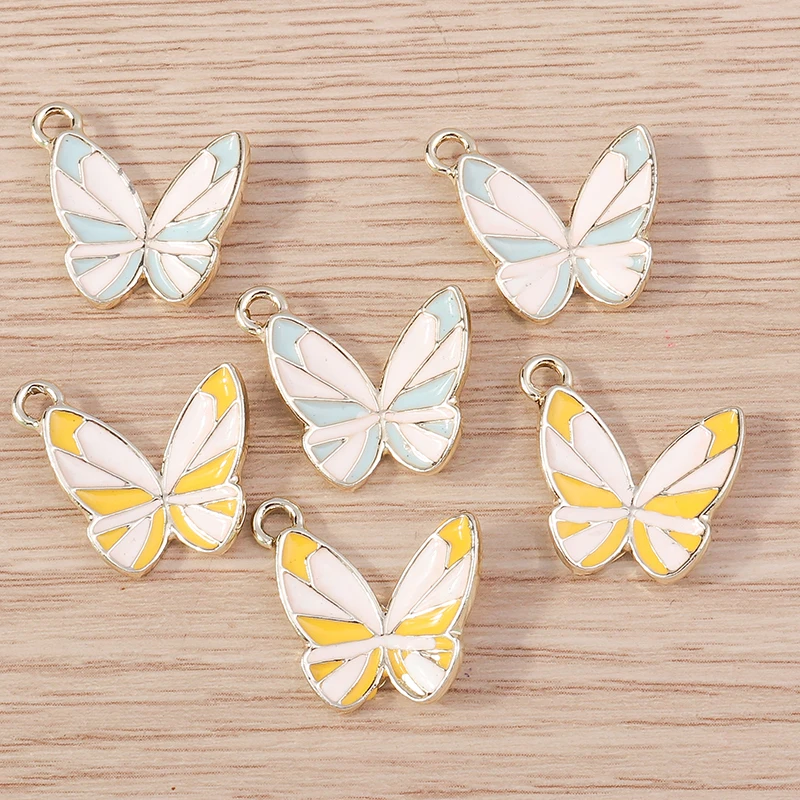 10 Stück 20x20mm Cartoon-Emaille-Tier-Schmetterlings-Anhänger für die Schmuckherstellung von Halsketten, Ohrringen, Armbändern und DIY-Bastelzubehör – Detail 5