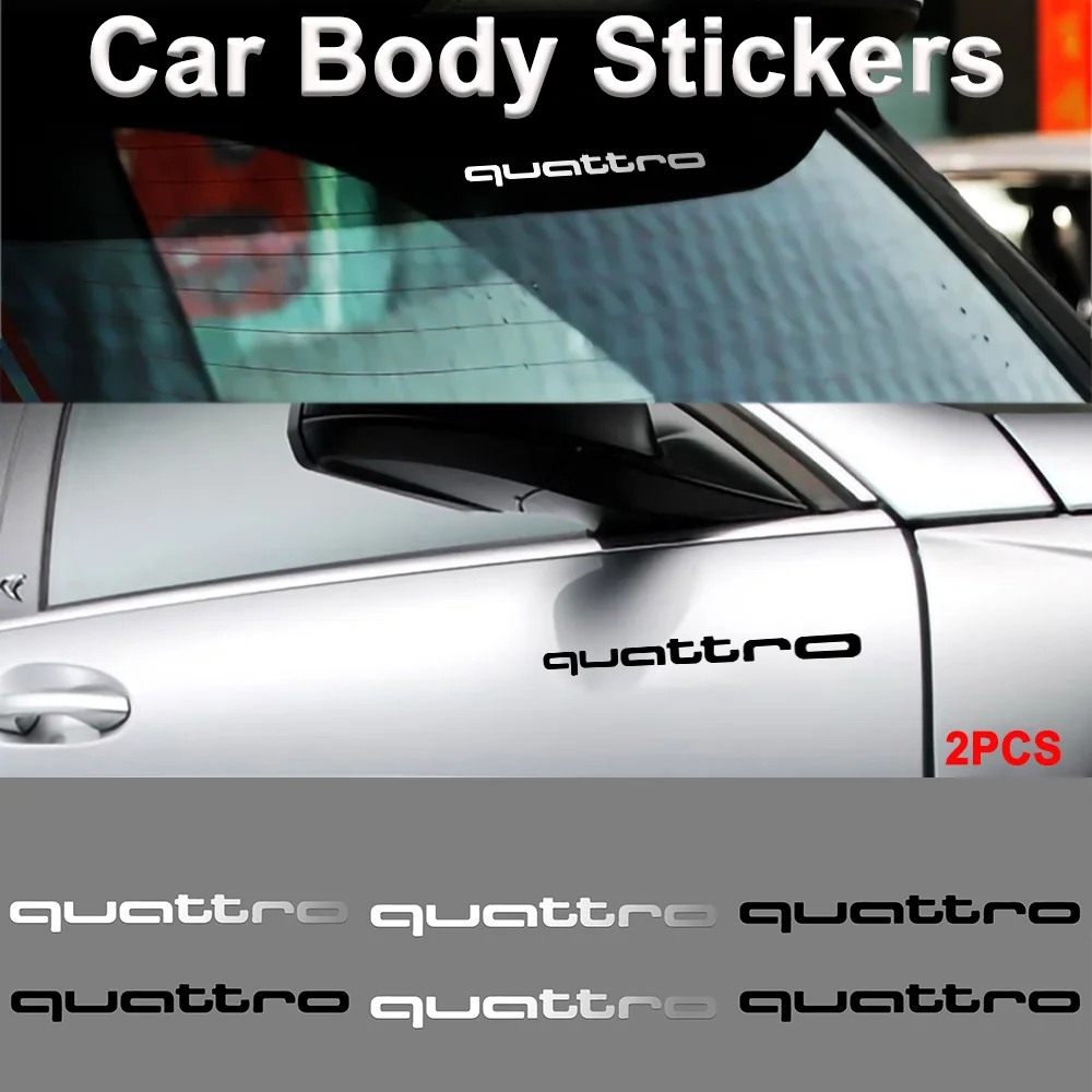 2PCS Black/Sliver PVC Car Sticker Body Window Trunk Decoration Decal Car Accessories For Audi QUATTRO RS Q8 TT Sline A6 A7 A8 Q1