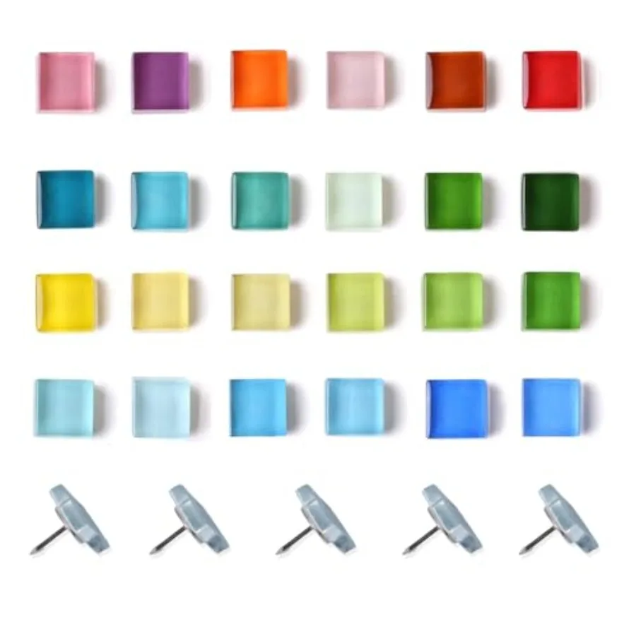 Colorful Glass Square Decorative Push Pins