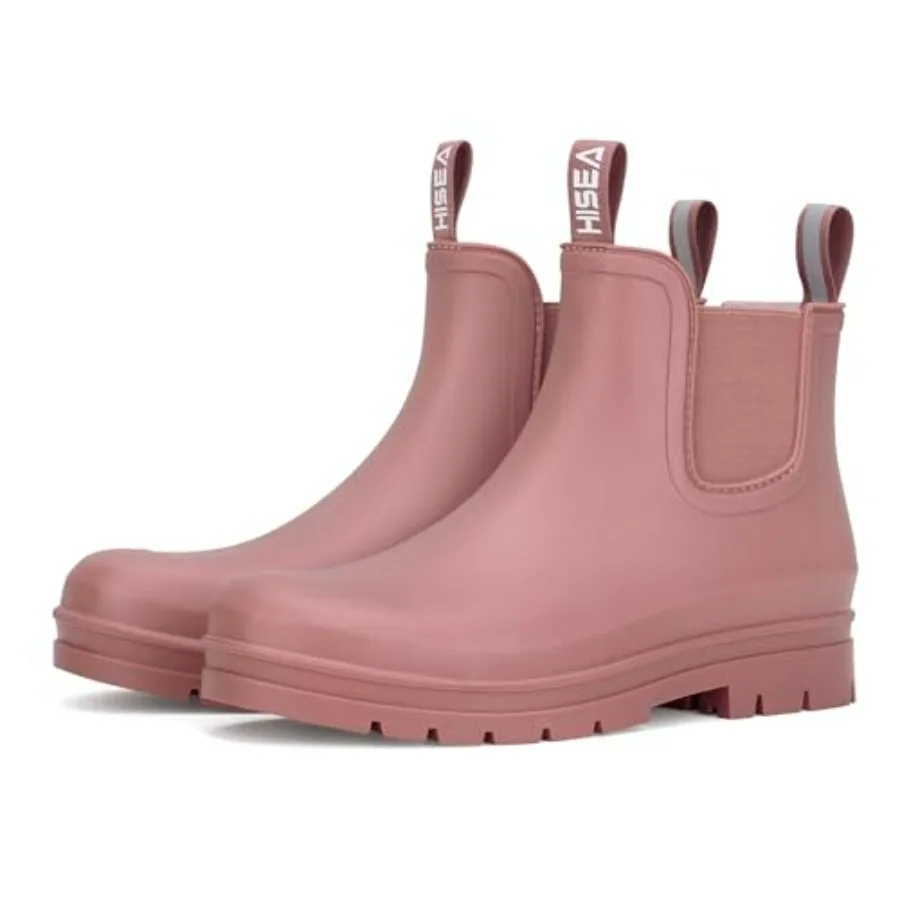 

HISEA Women's Short Rain Boots Fashion Waterproof Chelsea Boots Ankle Garden Shoes for Ladies Non Slip Outdoor Work Booties Lig