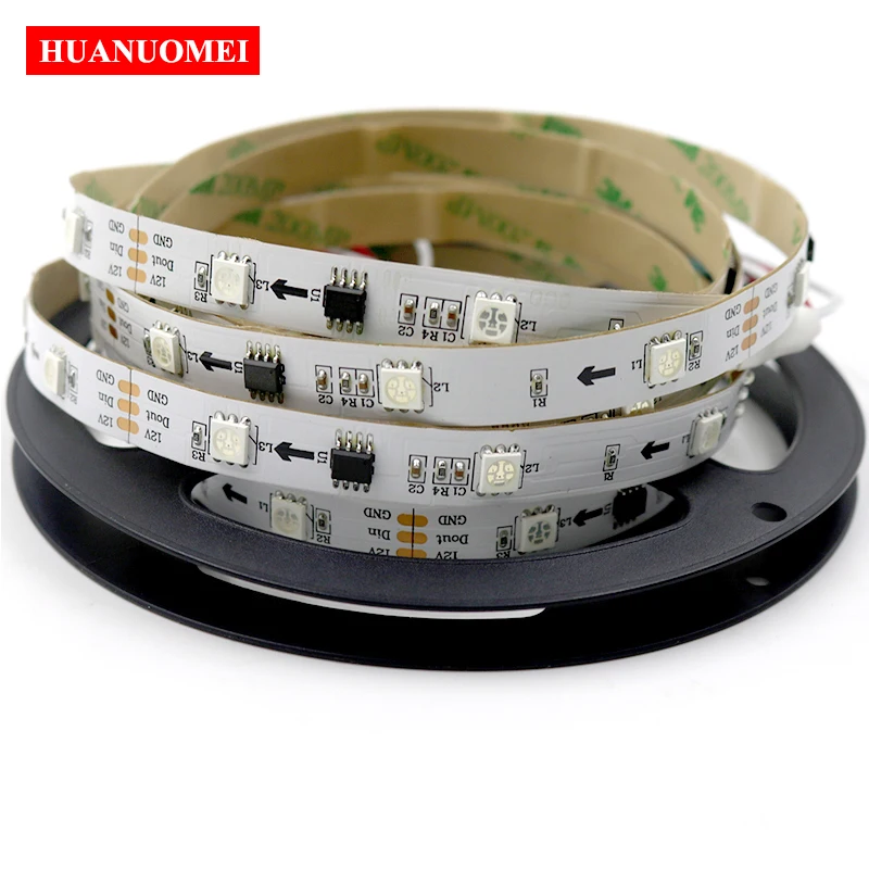 

12 В WS2811 RGB светодиодные ленты 30 светодиодов/M 5050 SMD TV Адресная цифровая гибкая ленточная лампа Белая печатная плата Не водонепроницаемый IP20