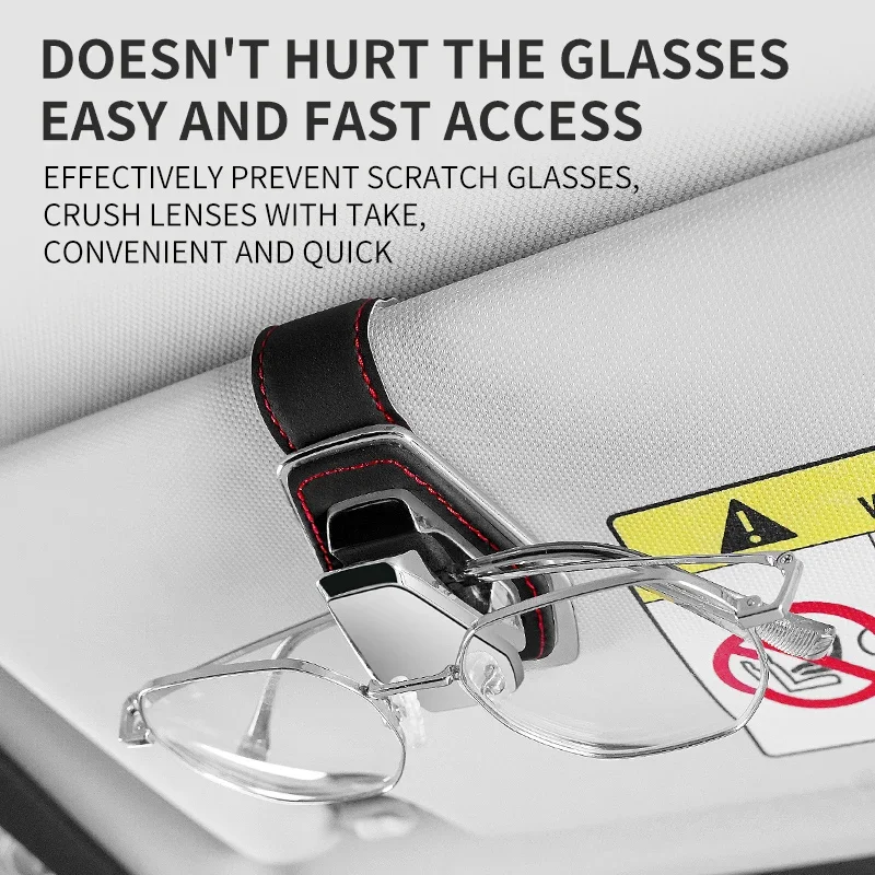 Sunglass holder suitable for Tesla car sunshade - metal leather sunglasses clip and ticket clip - car sunshade accessories