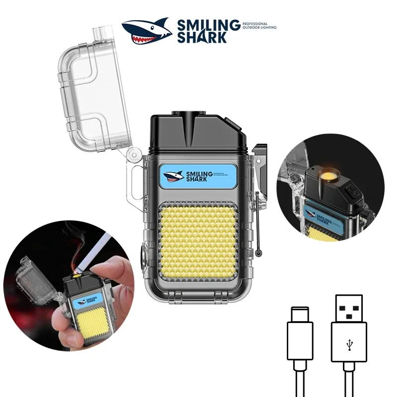 2024 Smiling Shark TIP066 Mini Rechargeable Work Light, Arc Electric Lighter,COB Floodlight Light, Perfect for Outdoor Camping