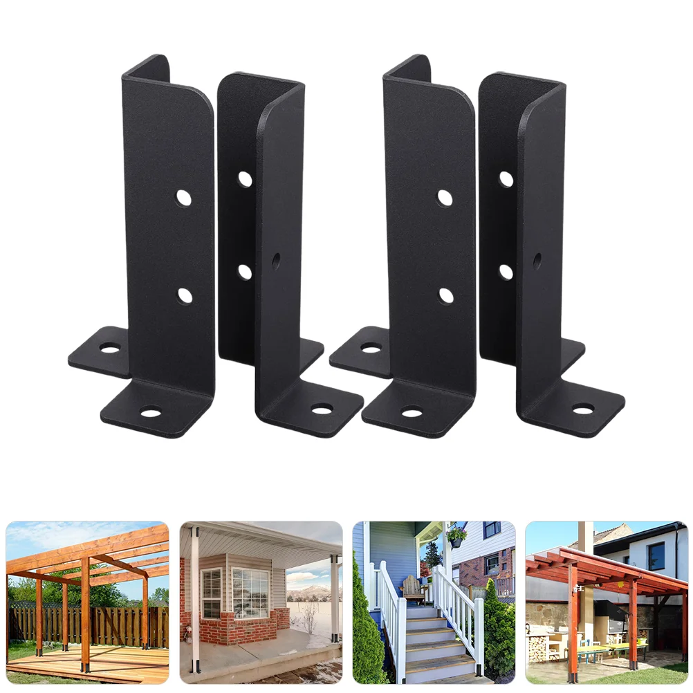 

4 Pcs Post Fixing Bracket Pergola Fence Kit Mailbox Installation High Strength Iron Anti Rust Patio Balcony Garden Railing Deck