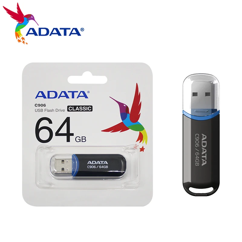 100% originale ADATA C906 USB Flash Drive 8GB 16GB 32GB 64GB Pen Drive Memory Stick USB 2.0 nero Mini U Stick Pen Drive