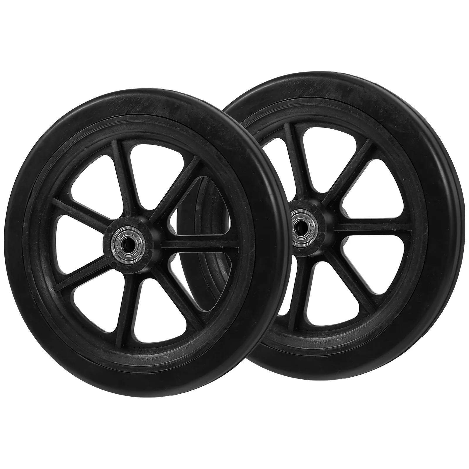 

7 Inch Black Large Universal Wheels PVC Replaceable Accessory Wheelchair Front Durable Shopping Cart Heavy Care