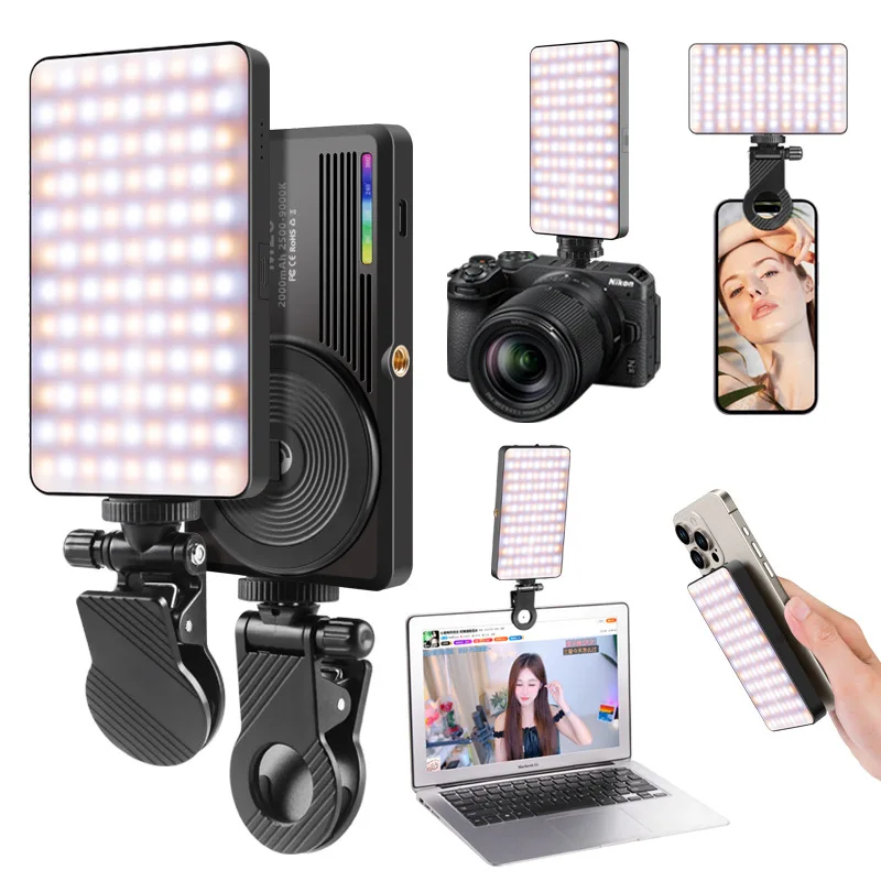 

Magnetic RGB LED Fill Light Video For iPad Phone Laptop Conference Phone Pocket LIVE Photography Portable Mini Selfie Lights