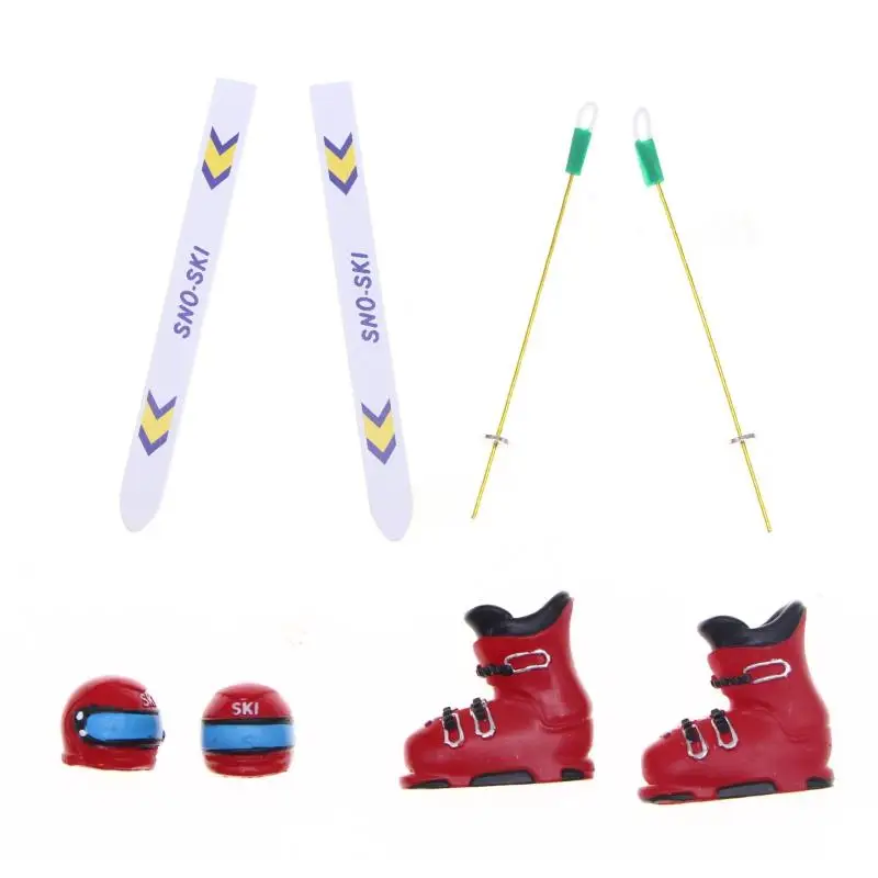 Patines de Hielo en Miniatura para Casa de Muñecas 1:12, Gorros de Esquí, Modelo de Escena de Esquí de Invierno, Decoración, Accesorios para Casa de Muñecas - Juguete