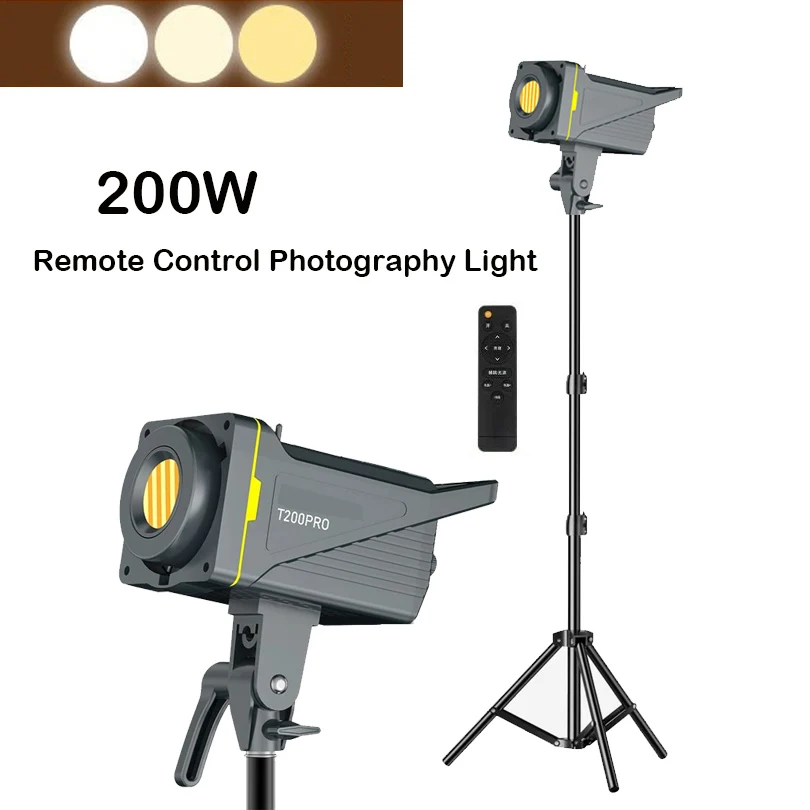 

200W V-Mount Video Light with Wireless Control CRI 95+ 2700K-6500K 220V Sun Lamp Bowens COB Lamp Indoor Outdoor Photography