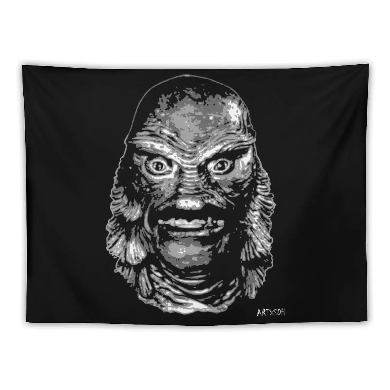 

The Creature from the Black Lagoon (Black + White) Tapestry Room Decor Cute Room Aesthetic Decor Wall Mural Tapestry