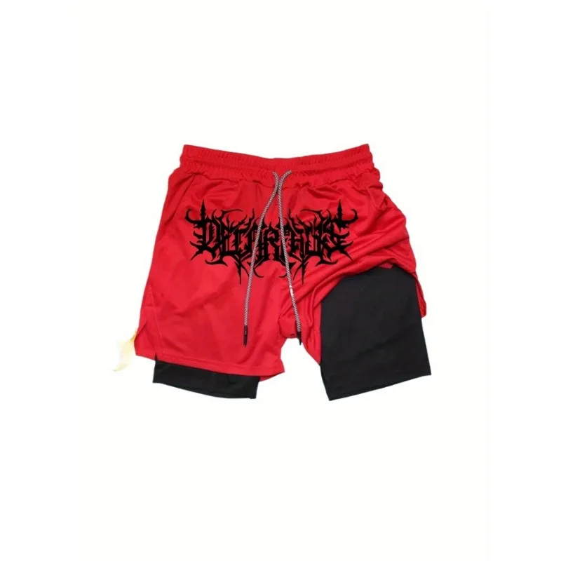 

Men'S Summer Quick-Drying Double-Layer Shorts Set, Paired with Breathable Top, Super Breathable Function, Elastic Fabric